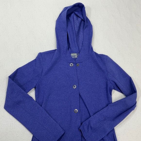 Athleta Jackets & Blazers - Athleta Women Purple Heather Hooded Snap Front Jacket 903670 XS Longline Coat